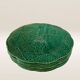 Set of 6 green earthenware dessert plates, vine leaf pattern.