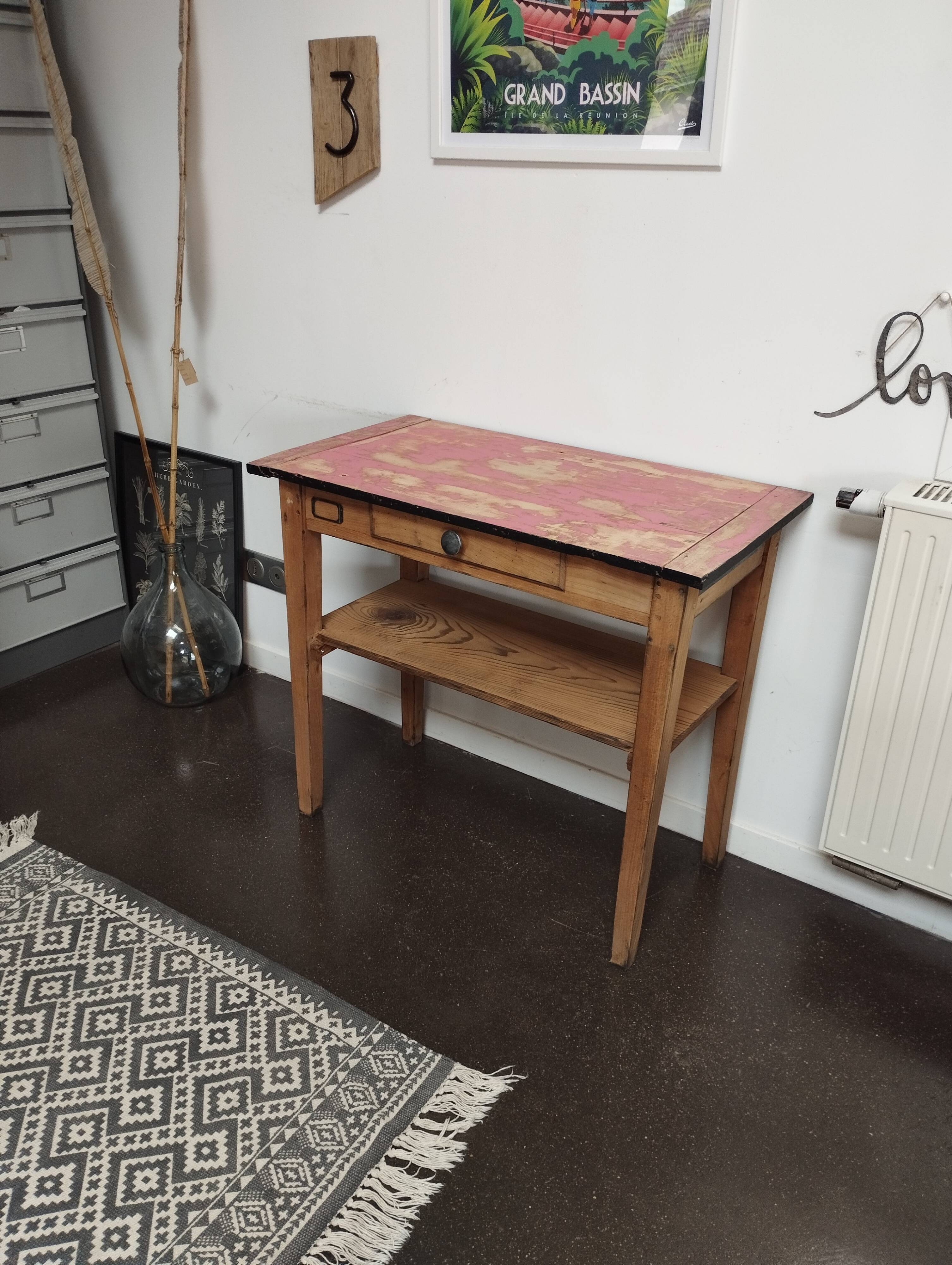 Table d'atelier, console vintage