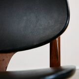 Midcentury Modern Chair by Elliots of Newbury in Black Leather and Teak, 1960s