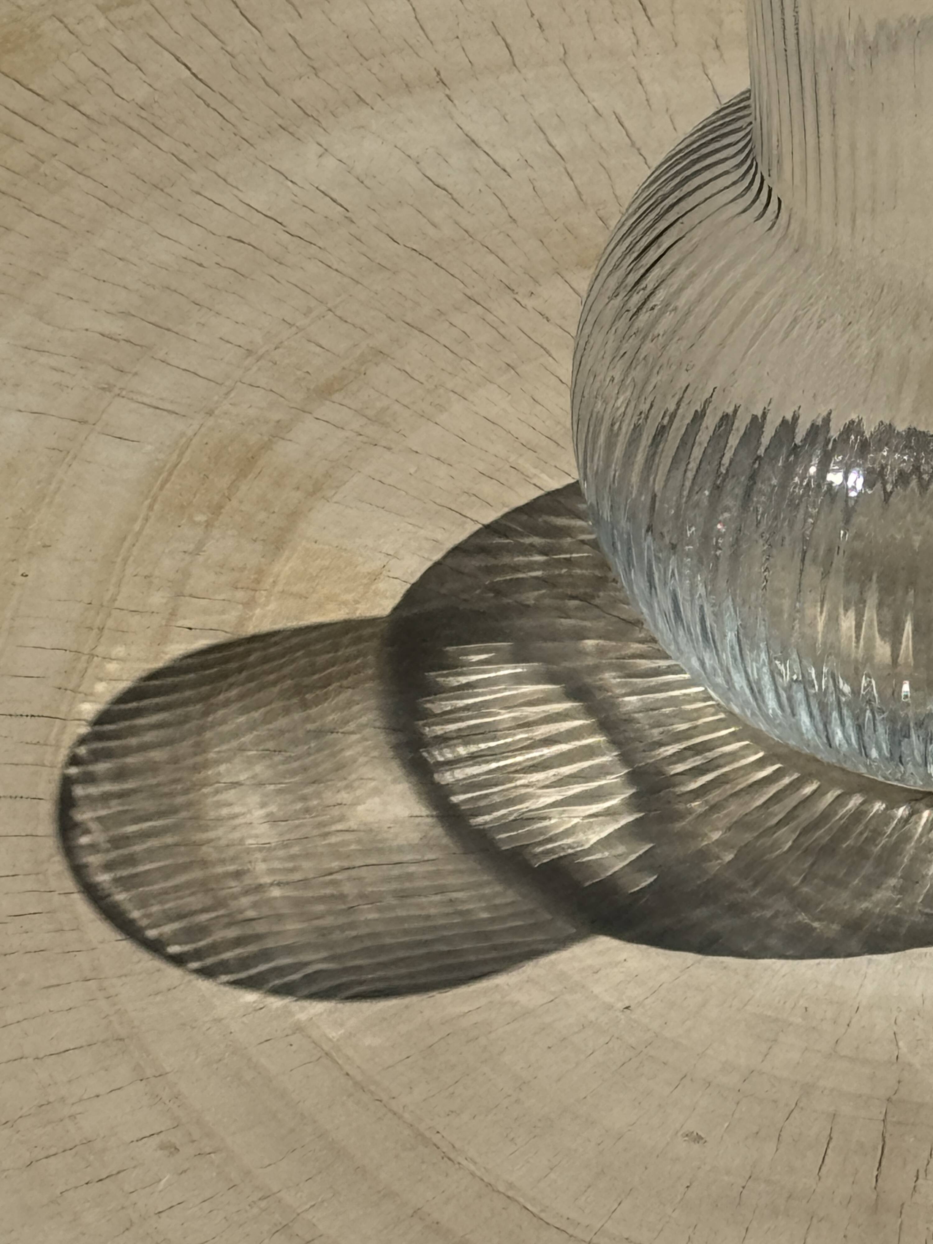 Ribbed glass ball vase