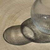 Ribbed glass ball vase