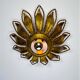 Spanish sunburst ceiling light fixture or sconce in gilt iron, circa 1960