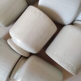 Set of 3 enamelled stoneware mustard pots