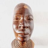 Pair of Busts or Sculptures of African Men and Women in high quality carved wood used