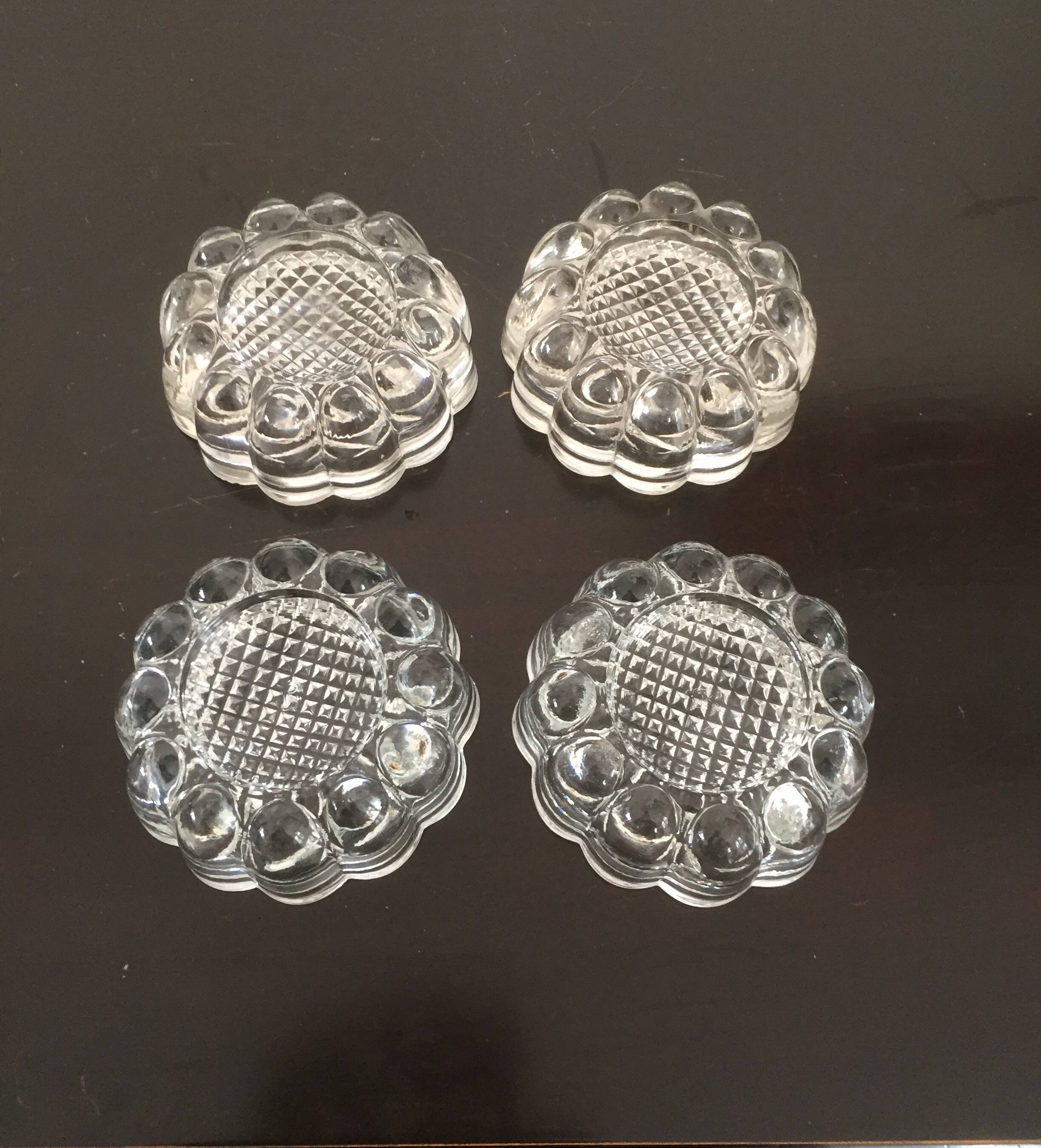 4 glass risers - piano table furniture legs - vintage