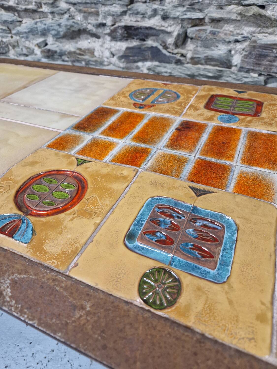 Ceramic and metal coffee table from the 60s Vallauris style