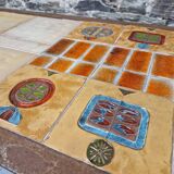 Ceramic and metal coffee table from the 60s Vallauris style