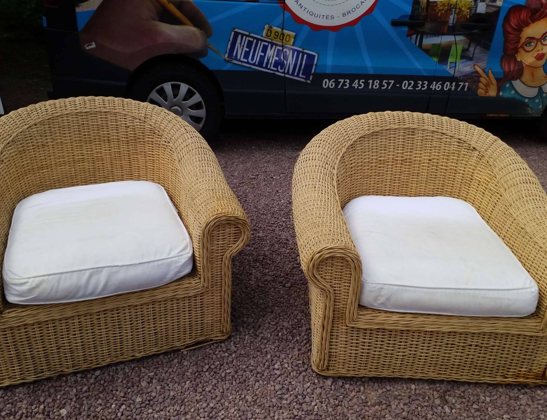 Rattan armchairs