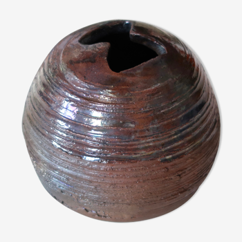 Vase en céramique marron années 70