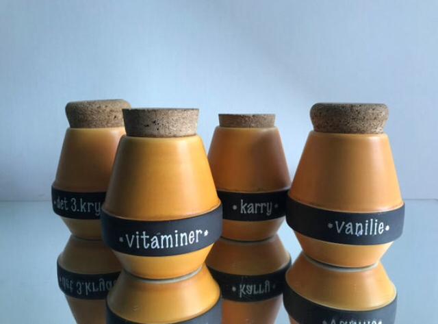 Set of 4 Danish 1950’s ceramic stoneware spice jars