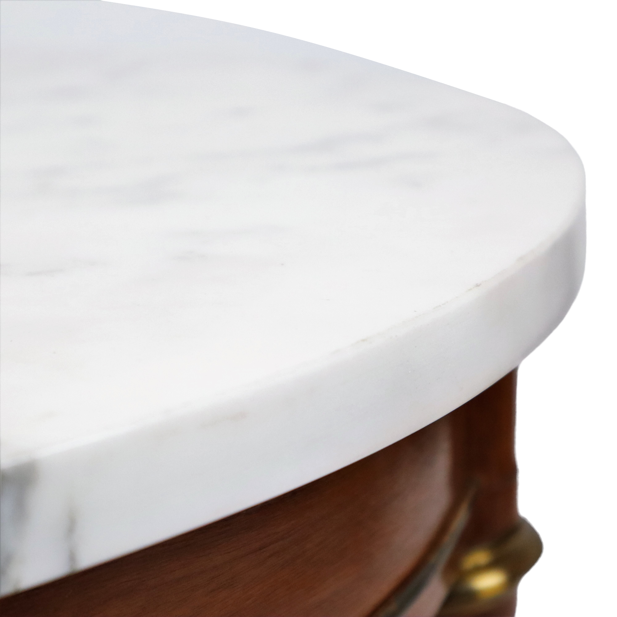 Round salon side table carrara marble mahogany bronze,  66cm