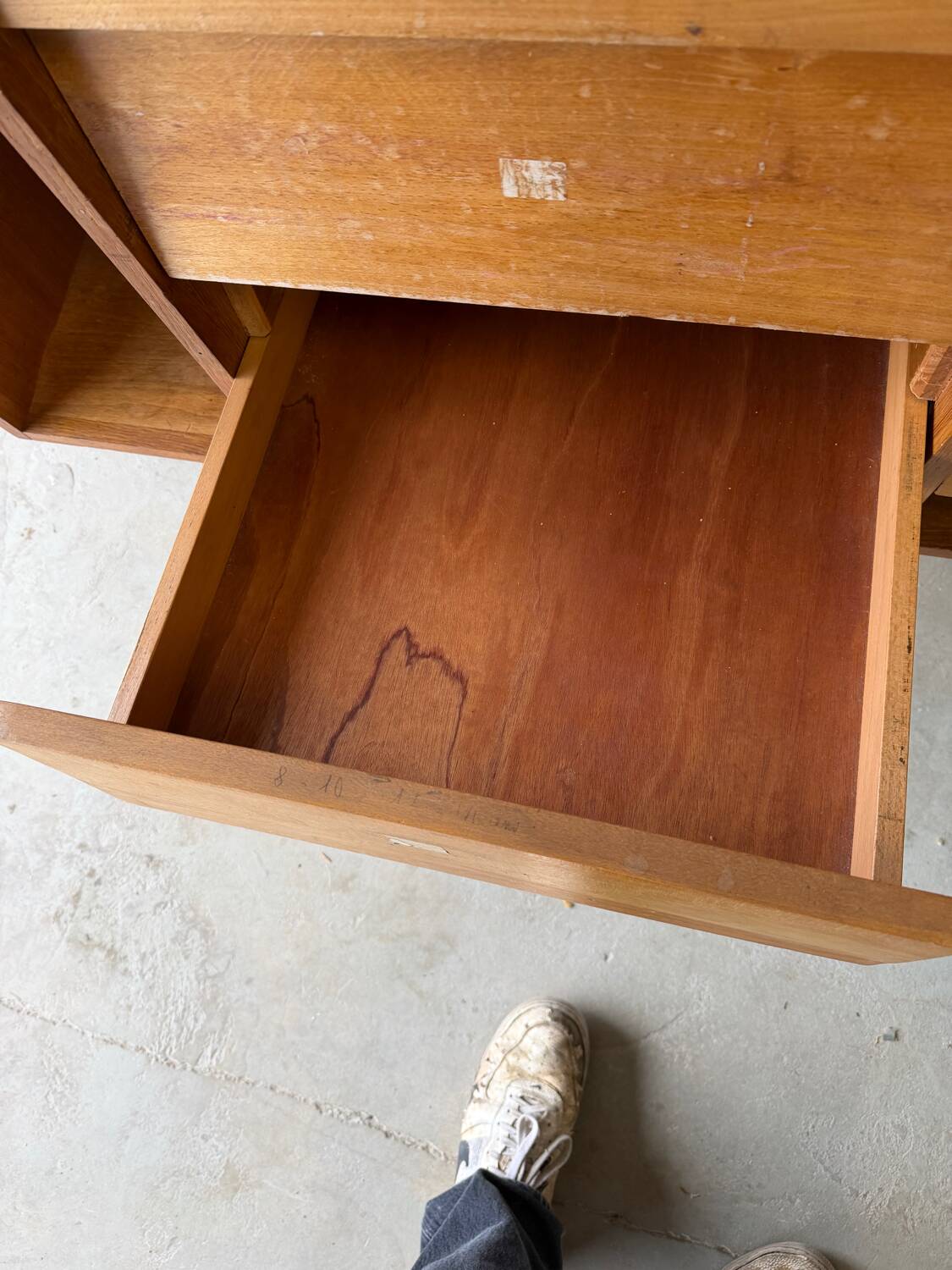 Antique teak craft shop furniture / counter / haberdashery display cabinet.