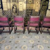 Suite 4 chairs in oak and red leather