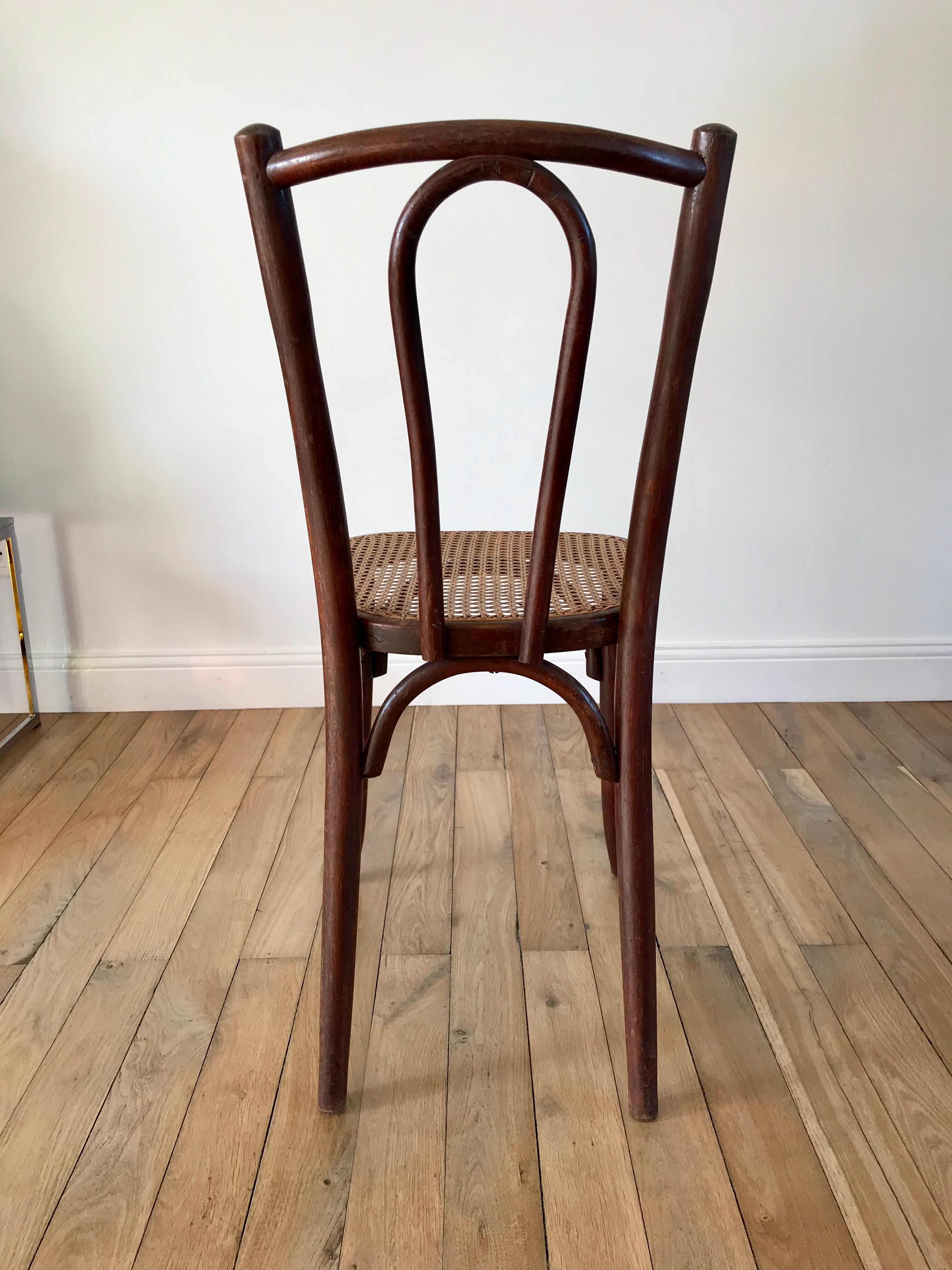 Baumann chair in turned wood and canning N33 early twentieth century