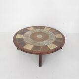 Tue Poulsen pour Haslev Møbelsnedkeri, table basse en pierre et chêne, Danemark années 1960