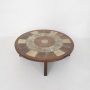Tue Poulsen pour Haslev Møbelsnedkeri, table basse en pierre et chêne, Danemark années 1960