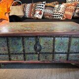 Coffee table chest painted with patterns
