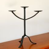 Très grand chandelier tripode en fer noir, scandinave, brutaliste, 1970 - 42 cm