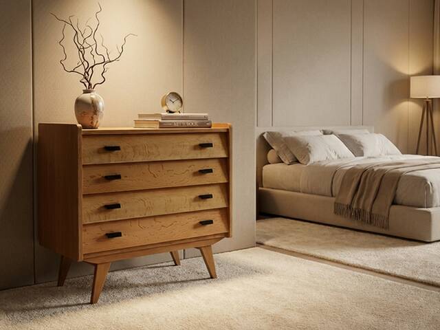 Vintage commode from the 1960s with tapered legs.