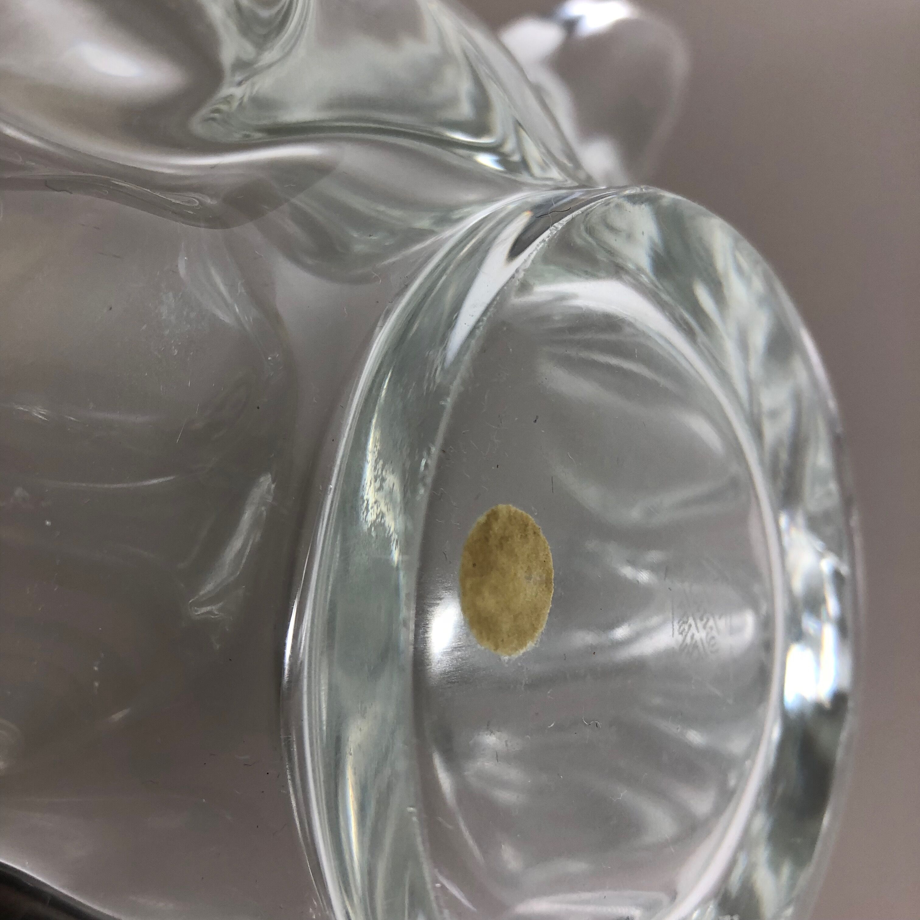 Large French Floral Crystal Glass Shell Bowl by Art Vannes, France, 1970s