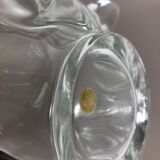 Large French Floral Crystal Glass Shell Bowl by Art Vannes, France, 1970s