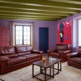 Roche Bobois Set – Patinated cognac leather – 1980s design