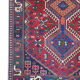 Traditional oriental wool carpet hand made red blue area rug- 83x127cm