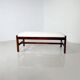 Bench in wood and white boucle fabric, italy, 1960s