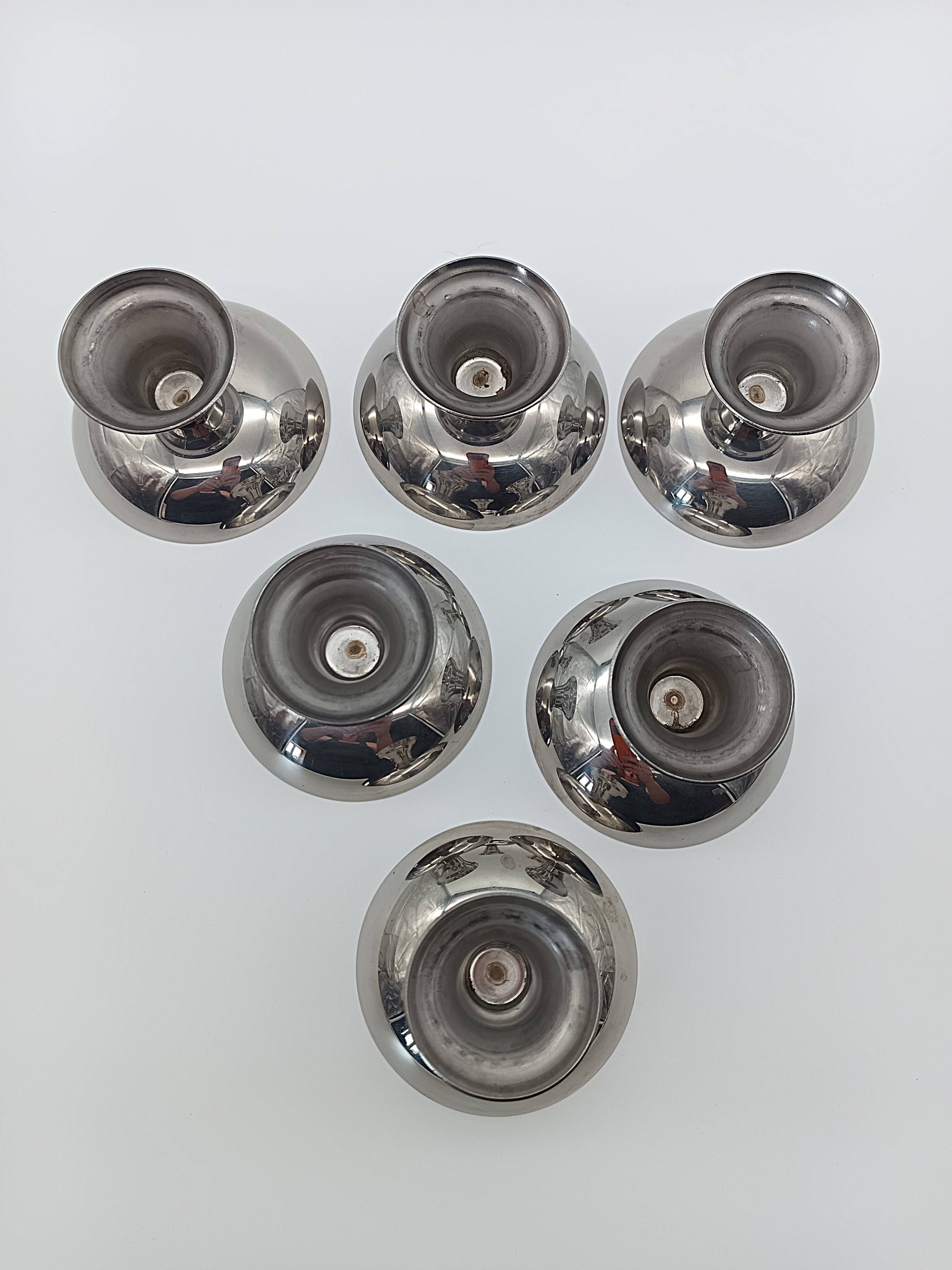 Set of 6 vintage ice cream bowls in 18/10 stainless steel - Bistro Style