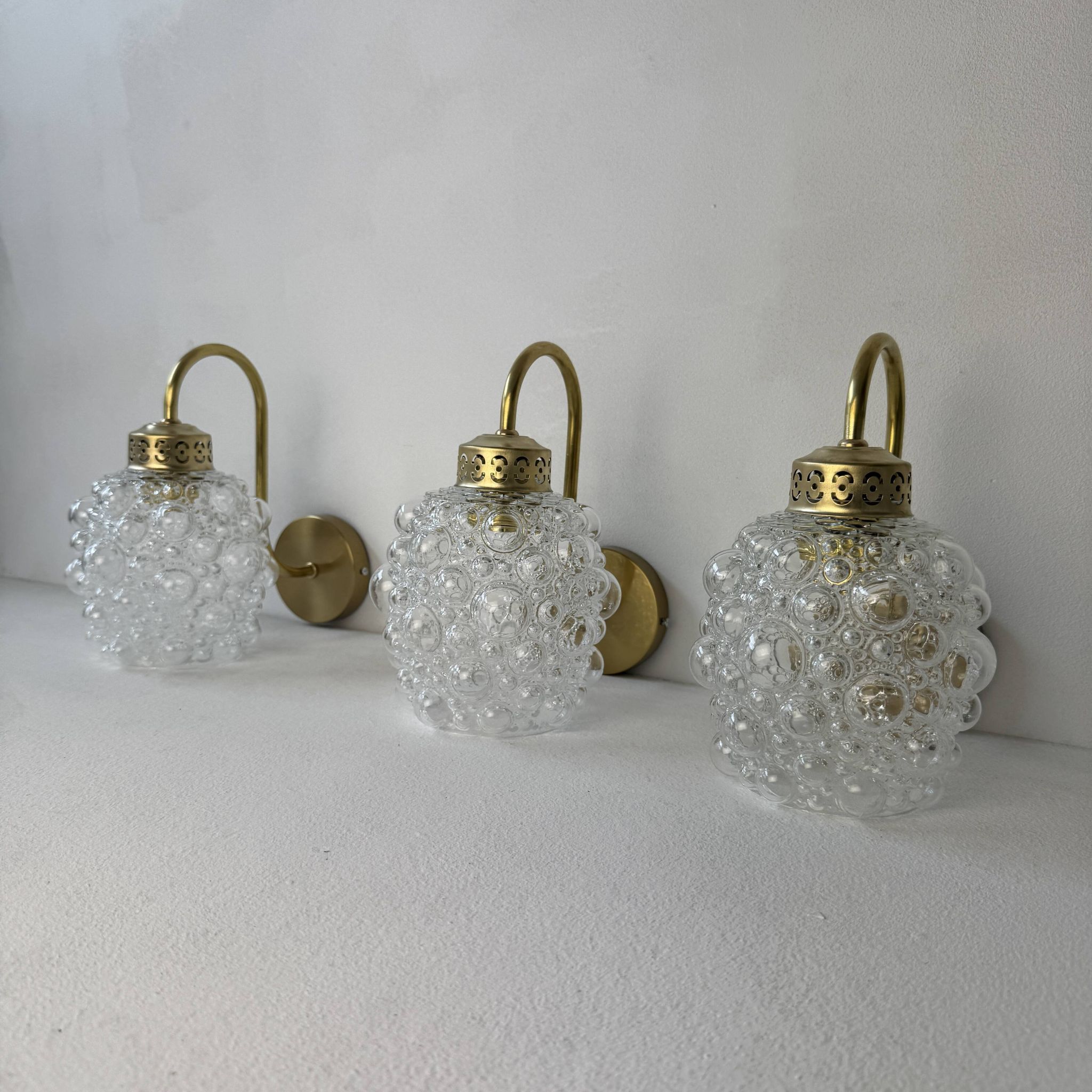 Lot 3 ancienne appliques en verre bulle vintage