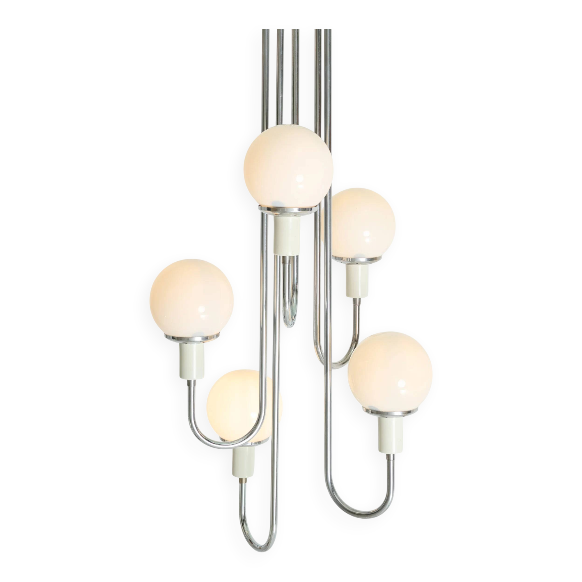 Lustre cascade with five opalines, Italy, 1960s