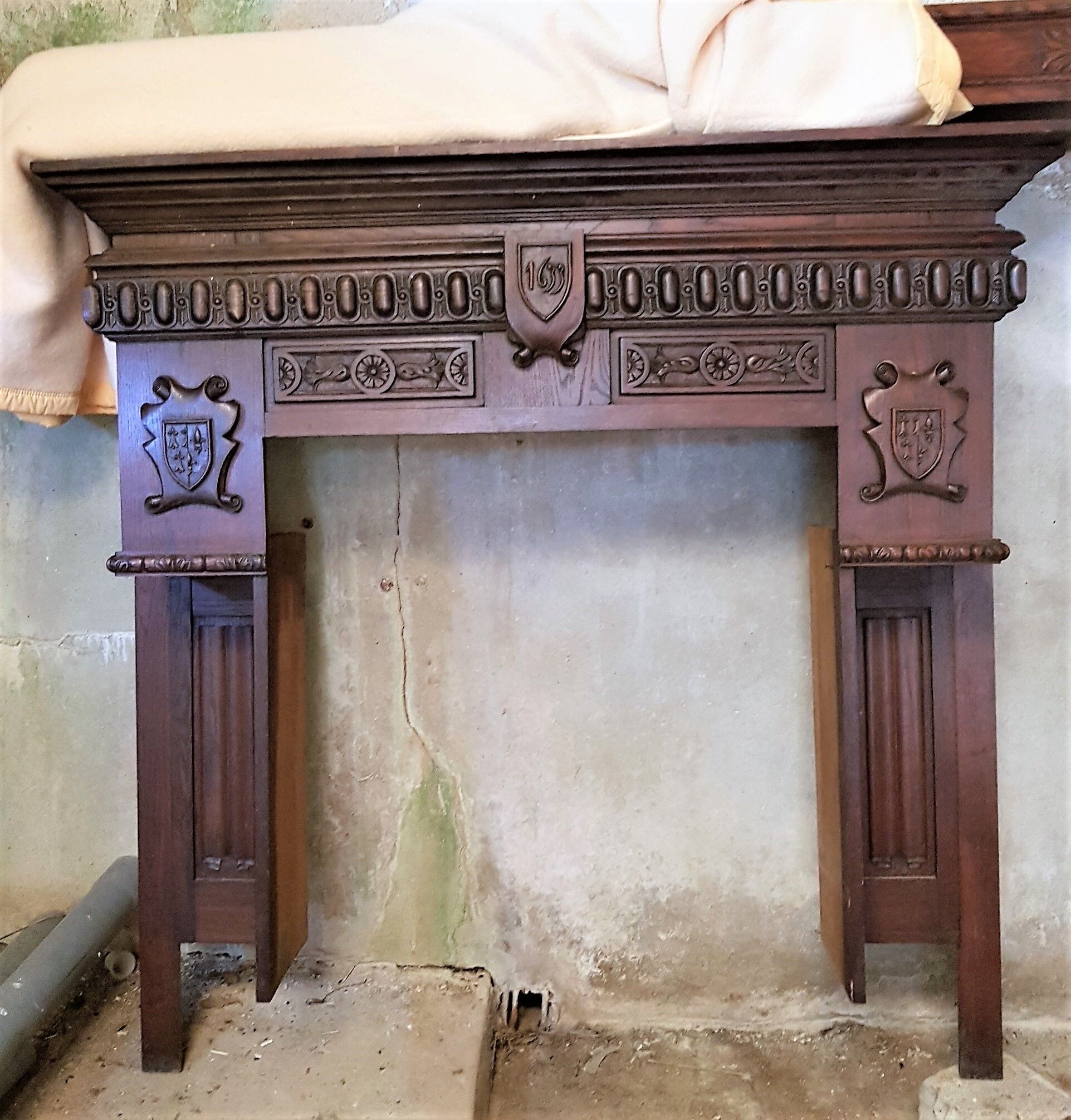 Old wood fireplace