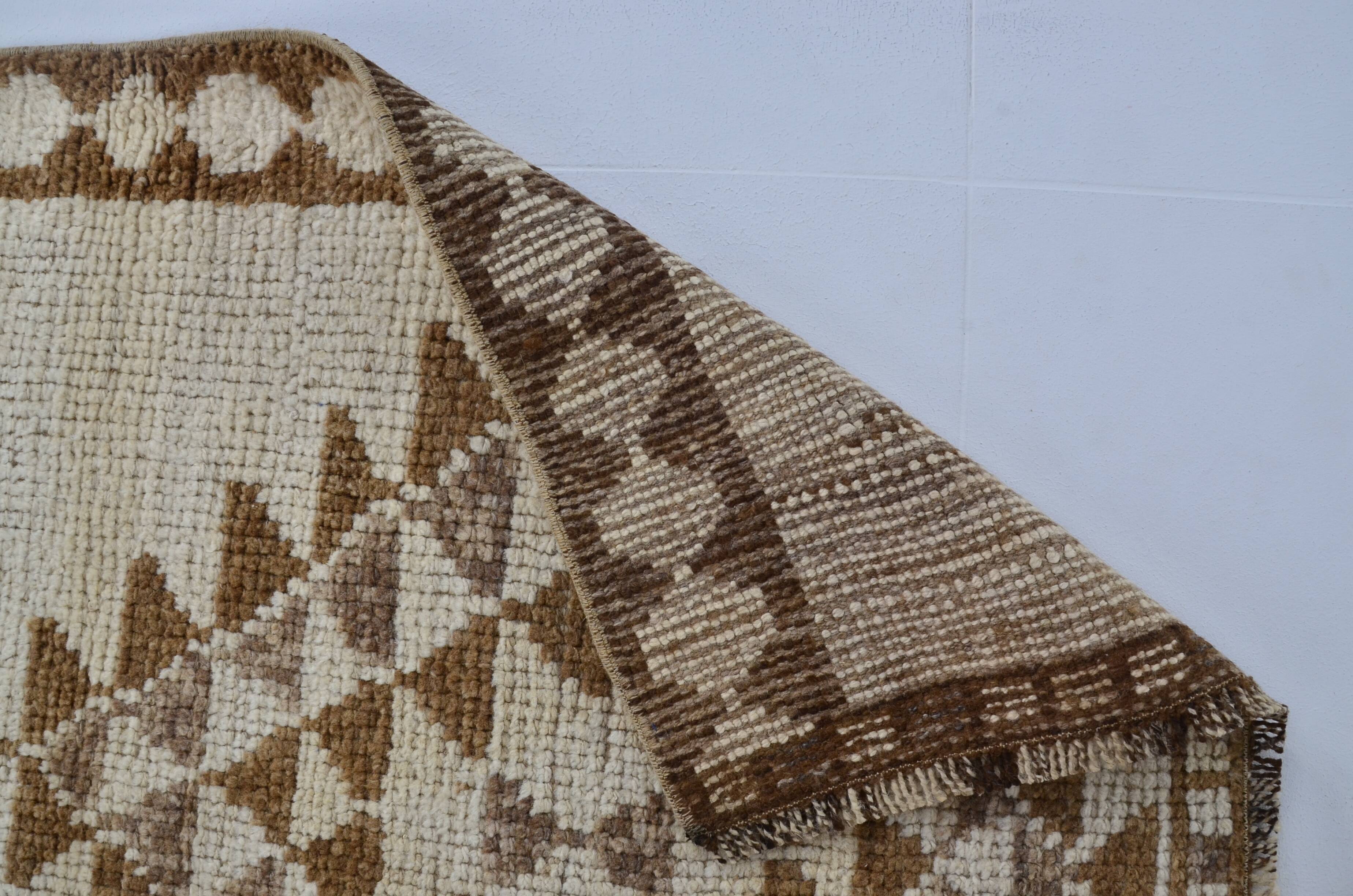 Decorative Vintage White Wool Runner Rug sku 2072