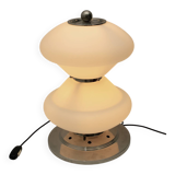 Mazzega Mid-Century Modern Chrome and Murano Opaline Glass Table Lamp, 1960