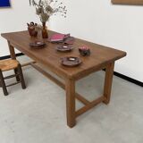 Solid pine table with its extension, 1950s