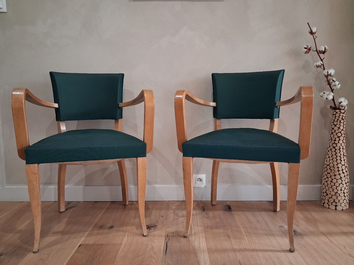 Pair of green bridge chairs