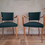 Pair of green bridge chairs