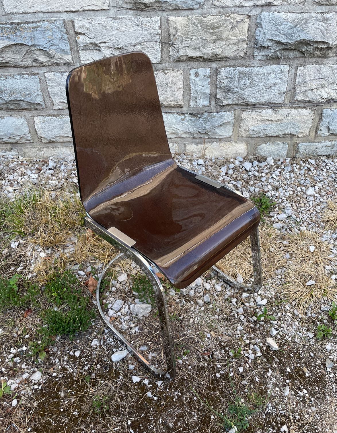 Baumann plexiglass and metal chair