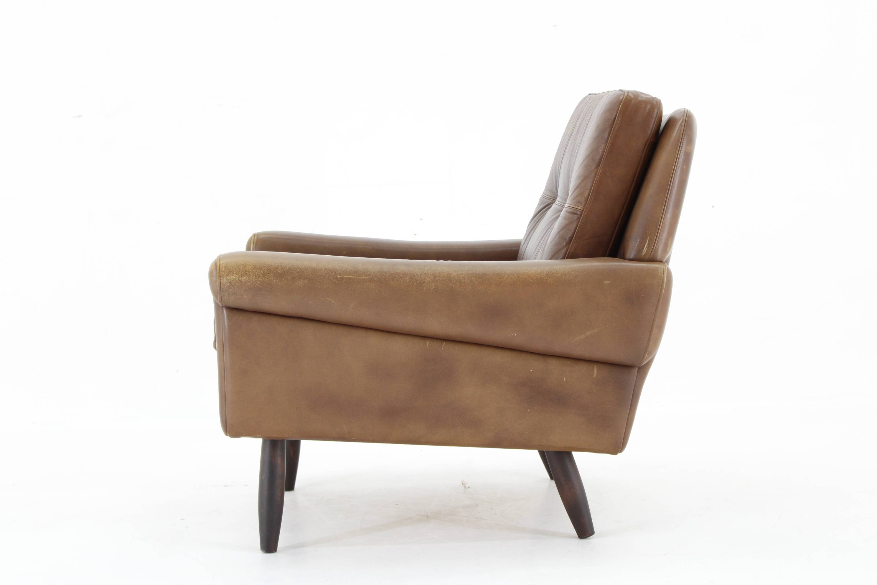 Ensemble de salon Svend Skipper 1970 en cuir marron, Danemark