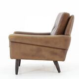 Ensemble de salon Svend Skipper 1970 en cuir marron, Danemark