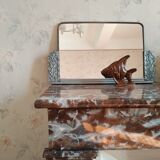 Small Art Deco mirror wood and silver metal