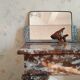 Miroir art déco bois et métal argenté 44x26cm