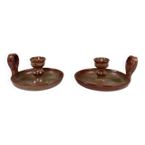 Pair of stoneware candlesticks