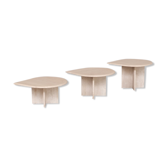 Travertine Mid-century Nest of Coffee or Side Tables