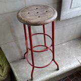 Tabouret haut métal teck java