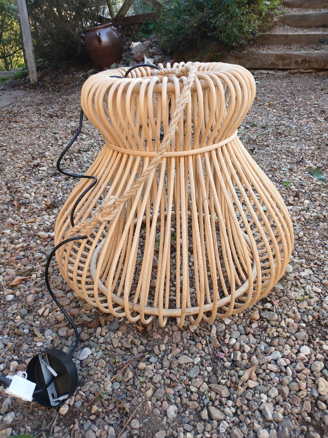 Natural rattan pendant light