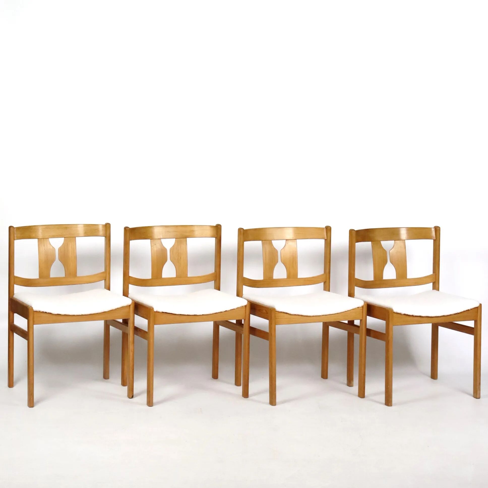 Set of four pine chairs from the 1960s.