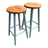 Paire de tabourets vintage en bois