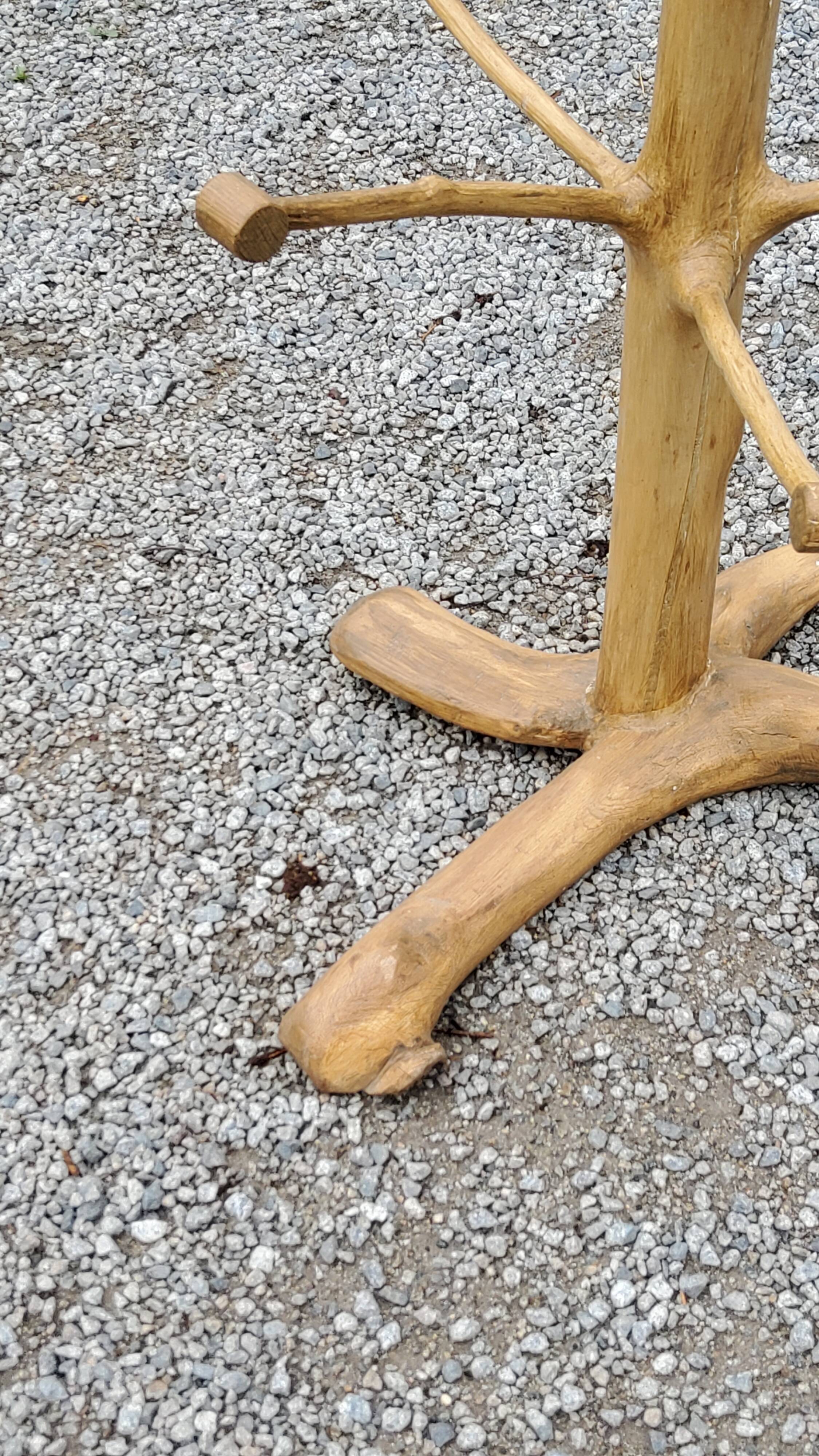 Brutalist coat rack on boxwood stand