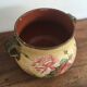 Old terracotta pot painted 50s - floral pattern